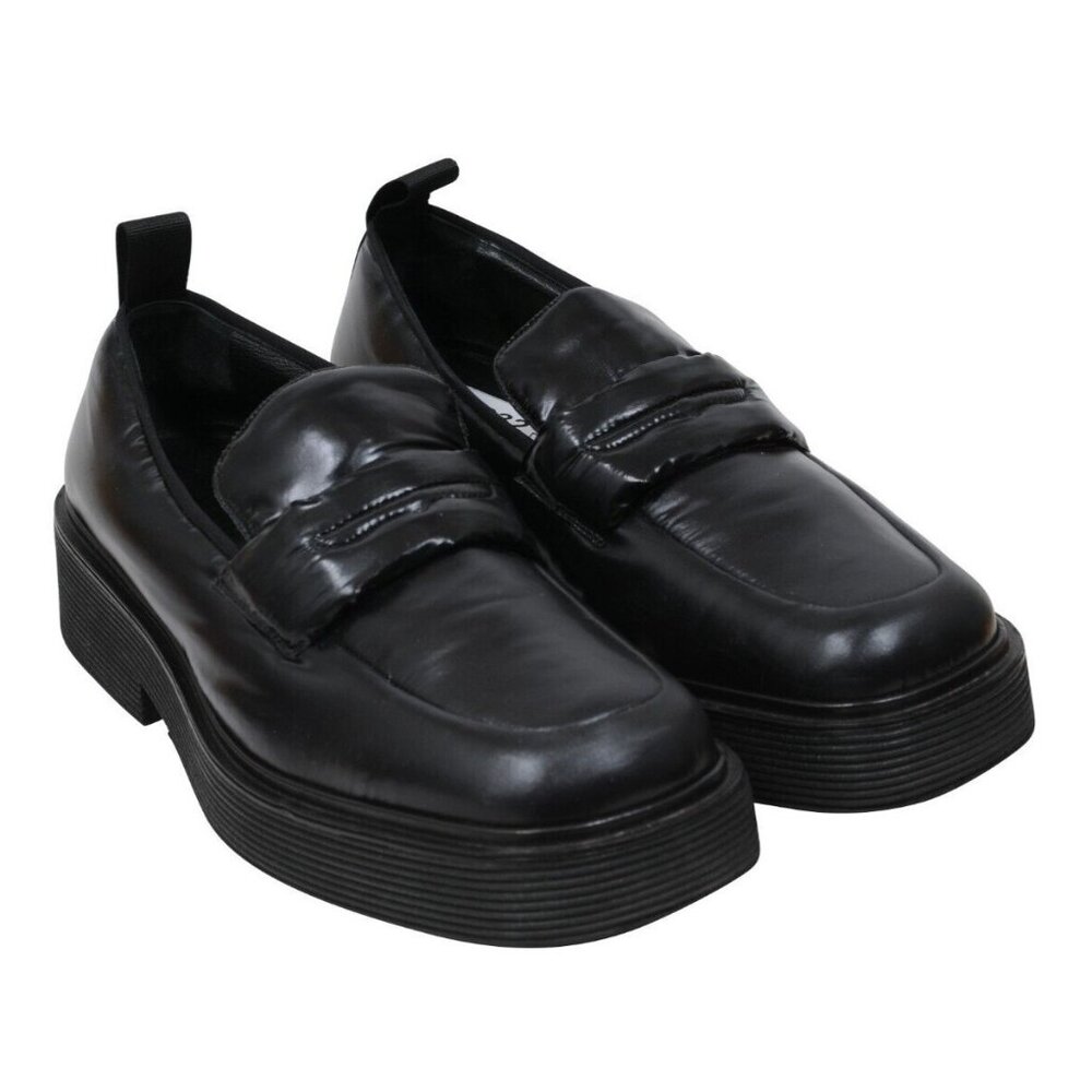 Marni Mens Square Toe Platform Loafers US 12 45 Black Nylon Padded Derby Slip On